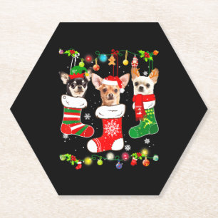 Chihuahua Christmas Lights Paper Coaster