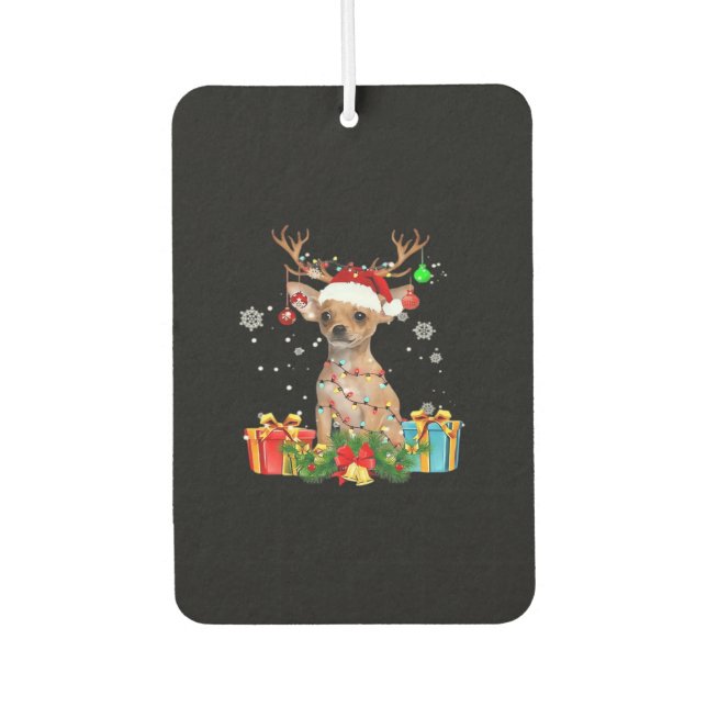 Chihuahua Christmas Lights Santa Oversized T-Shirt Air Freshener (Front)