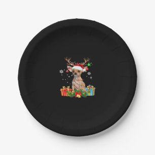 Chihuahua Christmas Lights Santa Oversized T-Shirt Paper Plate