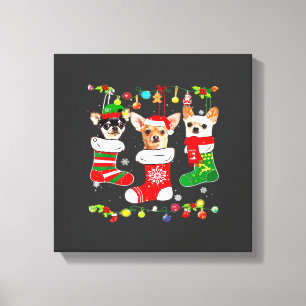 Chihuahua Christmas Lights Xmas Dog Classic T-Shir Canvas Print