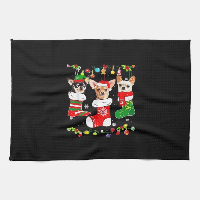 Chihuahua Christmas Lights Xmas Dog Classic T-Shir Kitchen Towel (Horizontal)