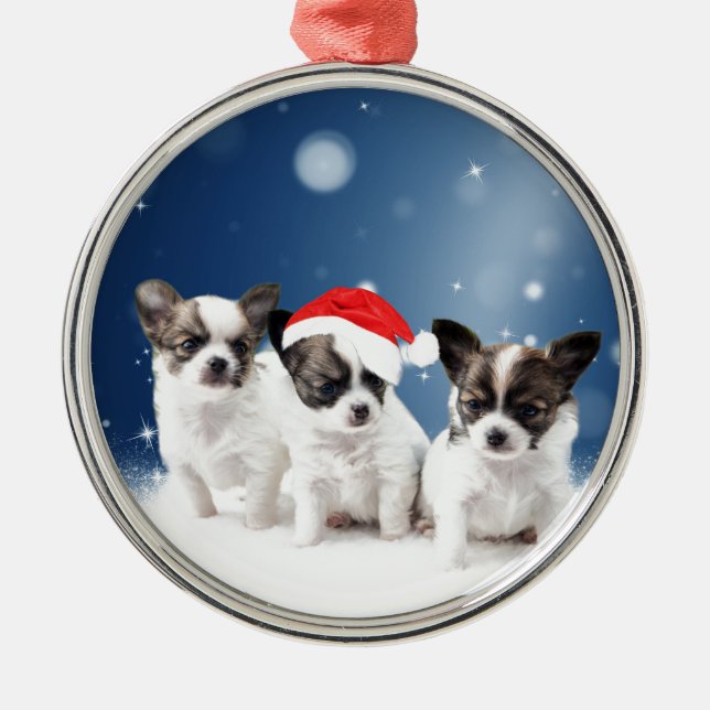 Chihuahua Christmas Metal Ornament (Front)