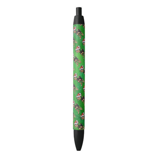 Chihuahua Christmas On Green Black Ink Pen (Front Vertical)