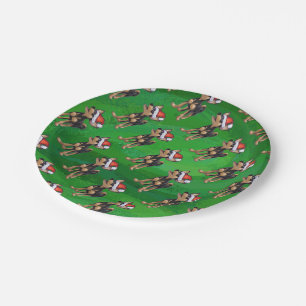 Chihuahua Christmas On Green Paper Plate