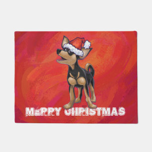 Chihuahua Christmas On Red Doormat