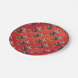 Chihuahua Christmas On Red Paper Plate