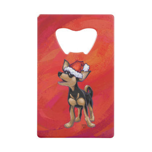 Chihuahua Christmas On Red Wallet Bottle Opener