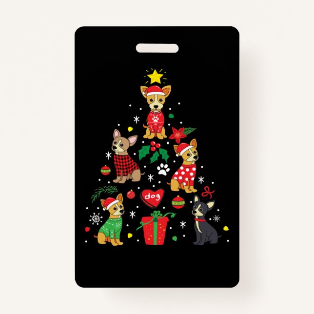 Chihuahua Christmas Ornament Tree Badge (Front)