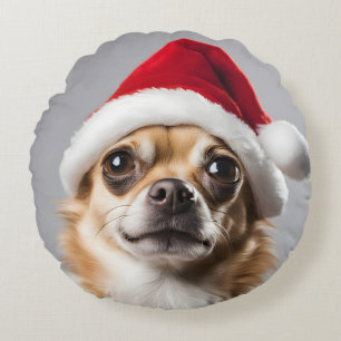 Chihuahua Christmas Round Pillow