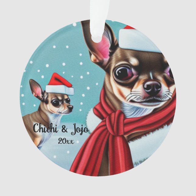 Chihuahua Christmas, Santa Dog Ornament (Front)