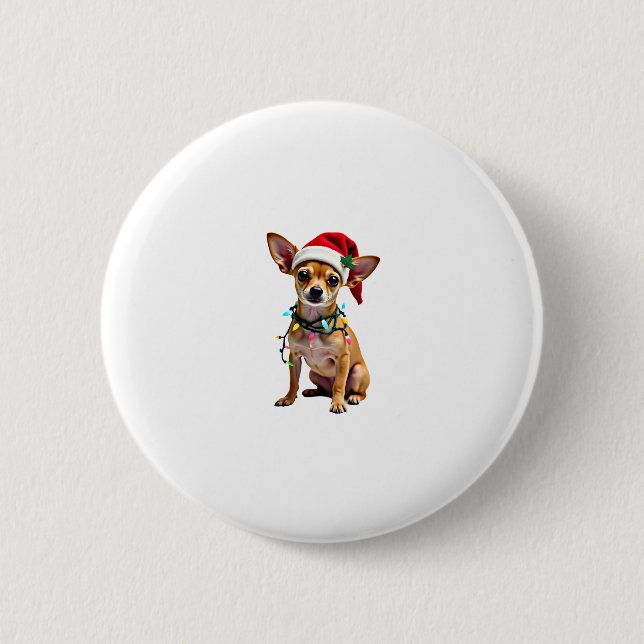 Chihuahua Christmas Santa Ugly Sweater Dog Lover X 2 Inch Round Button (Front)