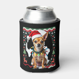 Chihuahua Christmas Santa Ugly Sweater Dog Lover X Can Cooler