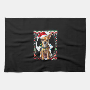 Chihuahua Christmas Santa Ugly Sweater Dog Lover X Kitchen Towel