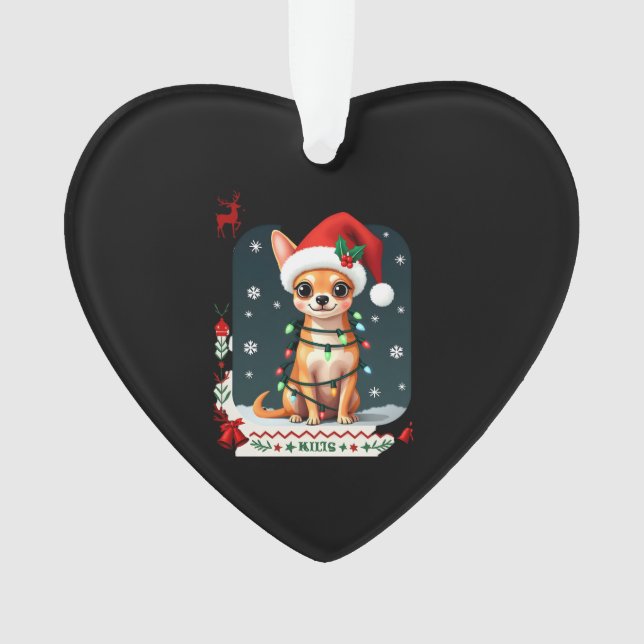 Chihuahua Christmas Santa Ugly Sweater Dog Lover X Ornament (Front)