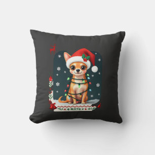 Chihuahua Christmas Santa Ugly Sweater Dog Lover X Throw Pillow