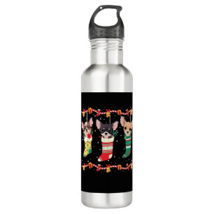 Chihuahua Christmas Socks Lights Funny Xmas Dog Lo 710 Ml Water Bottle