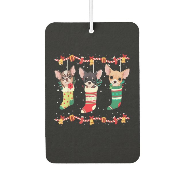 Chihuahua Christmas Socks Lights Funny Xmas Dog Lo Air Freshener (Front)
