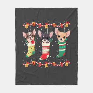 Chihuahua Christmas Socks Lights Funny Xmas Dog Lo Fleece Blanket
