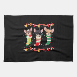 Chihuahua Christmas Socks Lights Funny Xmas Dog Lo Kitchen Towel