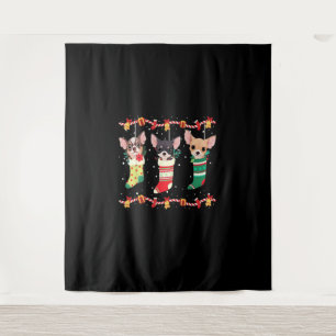 Chihuahua Christmas Socks Lights Funny Xmas Dog Lo Tapestry