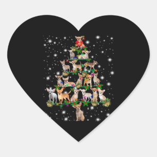 Chihuahua Christmas Tree Covered By Flashlight Heart Sticker