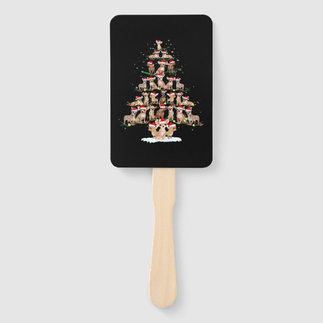 Chihuahua Christmas Tree Funny Tee Xmas Chihuahua  Hand Fan (Front)