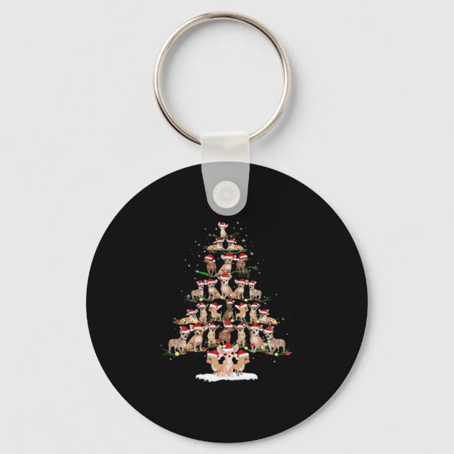 Chihuahua Christmas Tree Funny Tee Xmas Chihuahua  Keychain (Front)