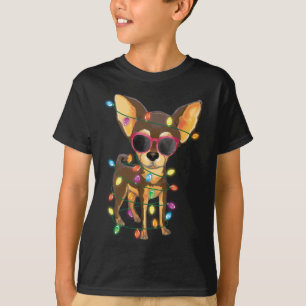 Chihuahua Christmas Tree Lights Dog Mom Dad Xmas C T-Shirt