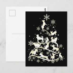 Chihuahua Christmas Tree Snowflakes Merry Xmas Dog Postcard