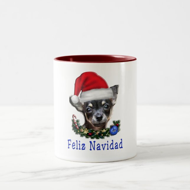 Chihuahua  Christmas Two-Tone Coffee Mug (Center)