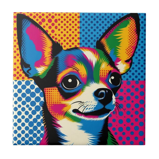 Chihuahua, Colorful Pop Art Style, Tile (Front)