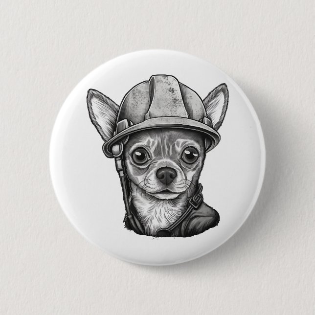 Chihuahua  Construction Worker  Construction    2 Inch Round Button (Front)