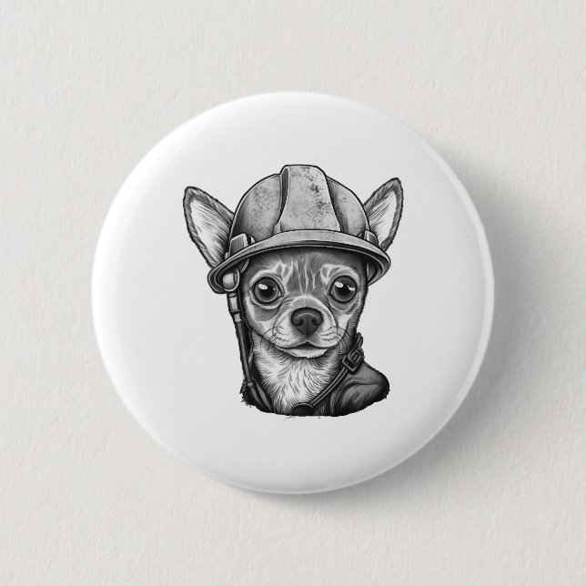 Chihuahua  Construction Worker  Construction    2 Inch Round Button (Front)