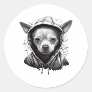 Chihuahua Cool Dog Rap Hip-Hop Gangster Classic Round Sticker