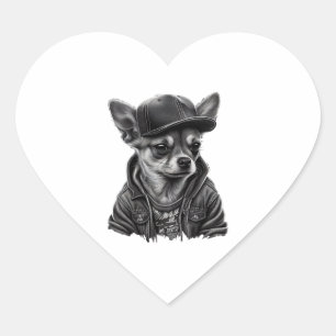 Chihuahua Cool Dog Rap Hip-Hop Gangster Heart Sticker