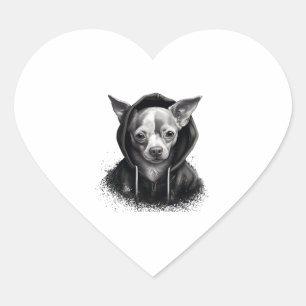 Chihuahua Cool Dog Rap Hip-Hop Gangster Heart Sticker