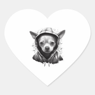 Chihuahua Cool Dog Rap Hip-Hop Gangster Heart Sticker