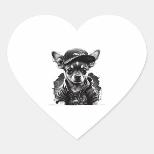 Chihuahua Cool Dog Rap Hip-Hop Gangster Heart Sticker