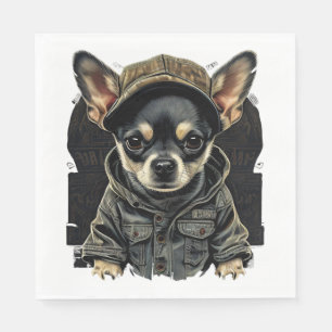 Chihuahua Cool Dog Rap Hip-Hop Gangster Napkin
