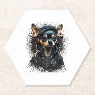 Chihuahua Cool Dog Rap Hip-Hop Gangster Paper Coaster