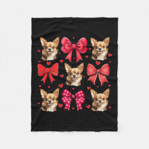 Chihuahua Coquette Bow Puppy Lover Dog Mom Valenti Fleece Blanket