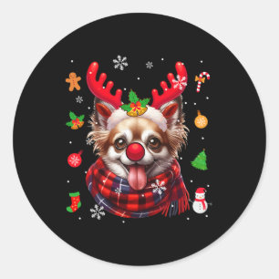 Chihuahua Cosplay Reindeer Christmas Costume Owner Classic Round Sticker