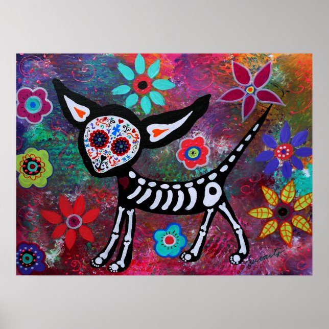 CHIHUAHUA COUPLE DAY OF THE DEAD POSTER (Front)