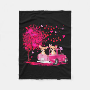 Chihuahua Couple Truck Happy Valentines Day Gifts Fleece Blanket