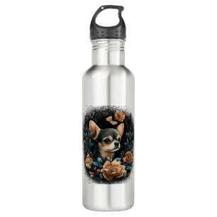 Chihuahua Cute Dog Beautiful Flowers Girl 710 Ml Water Bottle