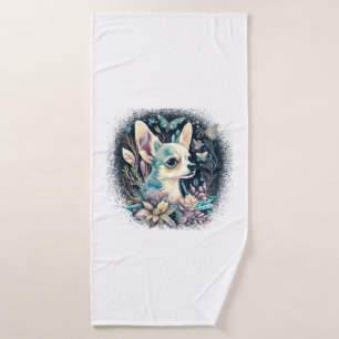 Chihuahua Cute Dog Beautiful Flowers Girl Bath Towel