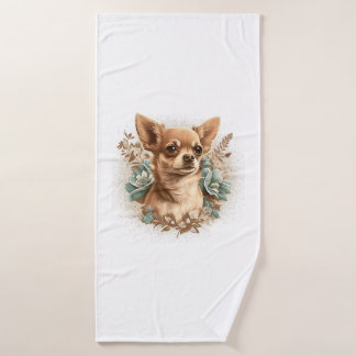 Chihuahua Cute Dog Beautiful Flowers Girl Bath Towel