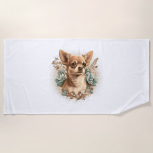 Chihuahua Cute Dog Beautiful Flowers Girl Beach Towel