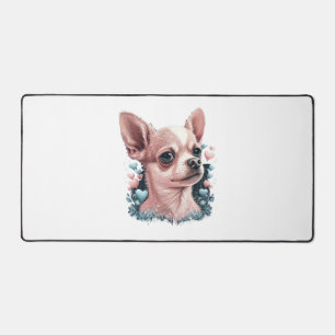 Chihuahua Cute Dog Beautiful Flowers Girl Desk Mat