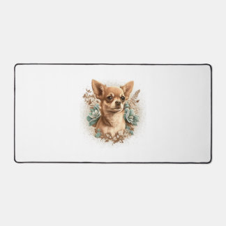Chihuahua Cute Dog Beautiful Flowers Girl Desk Mat